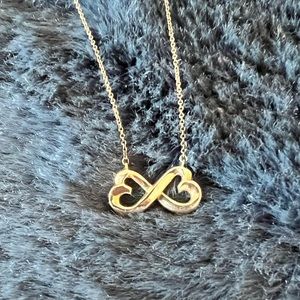 Tiffany & Co. Double Loving Heart Infinity Necklace 18”